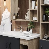 Тумба под раковину Onika Тимбер 80.10 108046 Серый матовый Дуб сонома — фото 6, Мебель для ванной