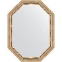 Зеркало Evoform Octagon 63x83 BY 7111 в багетной раме - Состаренное серебро с плетением 70 мм — фото 1, Мебель для ванной