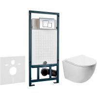 Комплект унитаза Vincea Globo VT1-14S с сиденьем Микролифт и инсталляцией WeltWasser WW Marberg 507 10000005949+10000005953 с клавишей смыва Хром глянцевый — фото 1, Комплекты унитаз + инсталляция