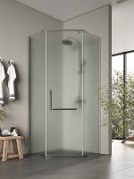 Душевой уголок Agger 90x90 A03-090MCR/G профиль Хром стекло матовое — фото 2, Душевые уголки трапеция