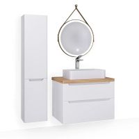 Тумба под раковину Jorno Wood 80 wood.01.80/P/W подвесная Белая — фото 6, Тумбы под раковину