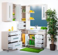 Зеркало со шкафом Бриклаер Бали 90 R 4627125412042 с подсветкой Светлая лиственница Белое глянцевое — фото 4, Мебель для ванной