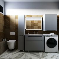 Товар: Тумба под раковину Style Line Марелла 90 Люкс Plus СС-00002418 Серый матовый антискрейтч - фото 4 Тумба под раковину Style Line Марелла 90 Люкс Plus СС-00002418 Серый матовый антискрейтч — фото 4, Мебель для ванной