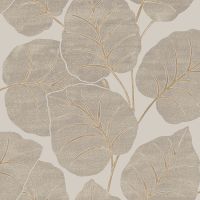 Обои Grandeco Ciara A 63501 Винил на флизелине (0,53*10,05) Коричневый/Серый/Золото, Листья — фото 1, Обои для стен