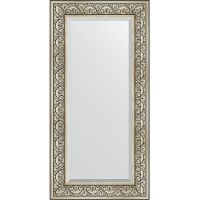 Зеркало Evoform Exclusive 120х60 с фацетом в багетной раме - Барокко серебро 106 мм арт-BY 3502 — фото 1, Зеркала в ванную комнату
