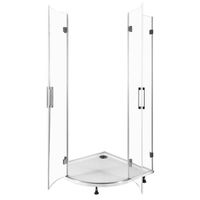 Душевой уголок Aquanet Beta NWD2242 100x100 радиальный профиль Хром стекло прозрачное — фото 2, Душевые уголки четверть круга