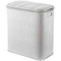 Корзина для белья Geralis KWH-M Croco Белая, кант Хром, малая — фото 1, Корзины для белья