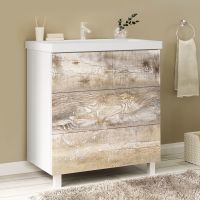 Тумба под раковину Marka One Mix 60Н Push Бетон — фото 1, Тумбы под раковину