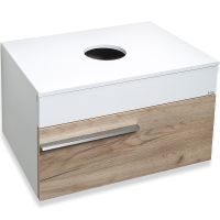 Тумба под раковину Runo Вудлайн 65 00-00001342 подвесная Белая Крафтовый дуб — фото 1, Тумбы под раковину