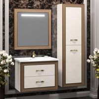 Товар: Шкаф пенал Opadiris Карат 50 Z0000003939 подвесной Белый с золотой патиной - фото 2 Шкаф пенал Opadiris Карат 50 Z0000003939 подвесной Белый с золотой патиной — фото 2, Мебель для ванной