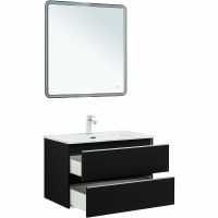 Тумба под раковину Aquanet Вега 80 329597 подвесная Черная матовая — фото 10, Мебель для ванной