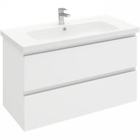 Тумба под раковину Laparet Electra 100 LE-WCAB-100-01 подвесная Белая глянцевая — фото 1, Мебель для ванной