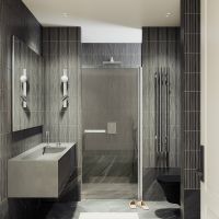 Душевая дверь Maybah Glass MGD-454-5 800x1980 на монопетле Хром матовый стекло бронзовое — фото 2, Душевые двери в нишу