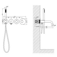 Смеситель для ванны Timo Saona 2324/18YSM с термостатом Черное золото — фото 3, Смеситель для ванны
