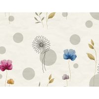 Панно Zambaiti Parati Satin Flowers IV Z66886 Винил на флизелине (3*5,1) Белый/Разноцветный, Круги/Листья/Цветы — фото 1, Обои для стен