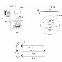 Душевая система Whitecross Y brushed gold YSET01GLB Брашированное золото — фото 7, Душевое оборудование. Душевая программа