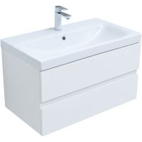 Тумба под раковину Aquanet Беркли 80 302351 подвесная Белый глянец — фото 8, Мебель для ванной