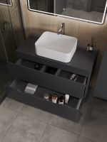 Тумба с раковиной Orange Line 100 Li-100TugMDF+B02-460W подвесная Графит матовый — фото 3, Тумбы с раковиной