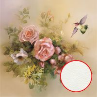 Фреска Ortograf Цветы 30990 Фактура флок FLK Флизелин (2,7*2,7) Зеленый/Розовый, Цветы/Птицы — фото 1, Фрески