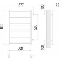 Водяной полотенцесушитель Terminus Аврора П6 500х600 бп500 4670078529886 Хром, боковое подключение, G 1" НР — фото 4, Водяные полотенцесушители