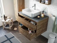 Тумба с раковиной STWORKI Карлстад 90 427831 подвесная Дуб рустикальный — фото 4, Мебель для ванной