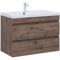 Тумба под раковину Aquanet Нота New 90 334193 подвесная Дуб веллингтон табак — фото 1, Тумбы под раковину