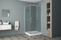 Душевой уголок Bravat Line 90x90 BS090.2116A профиль Хром стекло прозрачное — фото 2, Квадратные душевые уголки