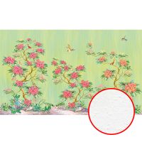Фреска Ortograf Flora 31115 Фактура бархат FX Флизелин (4,5*2,7) Зеленый/Розовый, Деревья/Цветы/Птицы — фото 1, Фрески