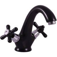 Смеситель для раковины Rav Slezak Morava retro MK128.5CMATC Черный матовый Хром — фото 1, Смесители для раковины