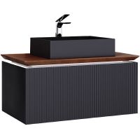 Тумба под раковину Jorno Strong 100 Str.01.100/P/A подвесная Антрацит — фото 1, Тумбы под раковину