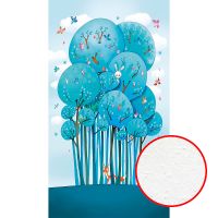 Фреска детская Ortograf Для малышей 33068 Фактура бархат FX Флизелин (1,5*2,7) Голубой/Бирюзовый, Деревья/Животные/Птицы — фото 1, Фрески