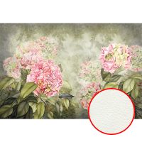 Фреска Ortograf Цветы 6725 Фактура флок FLK Флизелин (4*2,7) Зеленый/Розовый, Цветы/Живопись — фото 1, Фрески