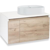 Тумба под раковину Runo Бари 80 00-00001375 подвесная Крафт дуб Белая — фото 10, Тумбы под раковину