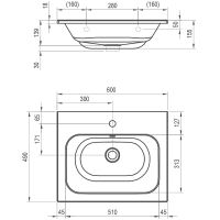 Раковина Ravak Chrome Slim 60 XJG01160001 Белая — фото 8, Раковины встраиваемые сверху