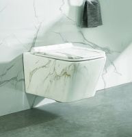 Унитаз SantiLine SL-5007MRB подвесной Белый мрамор с сиденьем Микролифт — фото 2, Подвесные унитазы