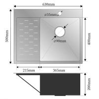 Кухонная мойка Fabia 63х50 Сатин арт-63503R — фото 5, Кухонные мойки