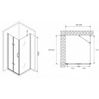 Душевой уголок Abber Zart 90x80 AG08090P-S81 профиль Хром стекло прозрачное — фото 3, Душевые уголки