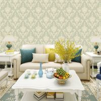 Обои Bernardo Bartalucci Palazzo 5047-4 Винил на флизелине (1,06*10,05) Зеленый/Бежевый, Дамаск — фото 2, Обои для стен