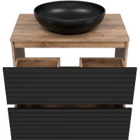 Товар: Тумба под раковину Brevita Dakota 80 DAK-07080-19/02-2Я Черный кварц Дуб Галифакс олово - фото 4 Тумба под раковину Brevita Dakota 80 DAK-07080-19/02-2Я Черный кварц Дуб Галифакс олово — фото 4, Мебель для ванной