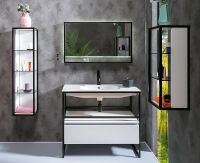 Шкаф пенал Boheme Armadi Art Loft 30 896-W подвесной Белый Черный — фото 5, Мебель для ванной