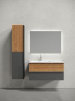 Тумба под раковину Sancos Delta 100 L DL100LGR подвесная Дуб красный Графит — фото 2, Тумбы под раковину