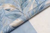 Обои Артекс Хлоя 10708-05 Винил на флизелине (1,06*10,05) Синий/Золото, Листья — фото 3, Обои для стен