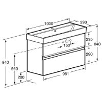 Тумба под раковину Roca Oleta 100 A857641806 подвесная Белый глянец — фото 9, Тумбы под раковину