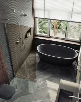 Душевая перегородка Maybah Glass MGD-696-5ш 790x1950 в широком профиле Хром матовый стекло бронзовое — фото 5, Душевые перегородки