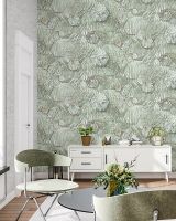 Обои Solo Liberty E202505 Винил на флизелине (1,06*10) Зеленый, Листья/Геометрия — фото 2, Обои для стен