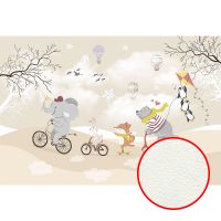 Фреска детская Ortograf Для самых маленьких 33684 Фактура флок FLK Флизелин (4*2,7) Бежевый/Разноцветный, Животные — фото 1, Фрески