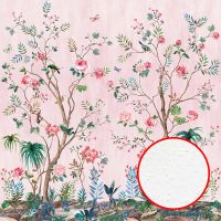 Фреска Ortograf Flora 31150 Фактура бархат FX Флизелин (2,7*2,7) Розовый/Разноцветный, Цветы/Деревья/Птицы — фото 1, Фрески