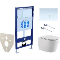 Комплект унитаза с инсталляцией Aquatek Set Aquatek Вега-1905-013 KK-1 с сиденьем Микролифт и Белой клавишей смыва — фото 1, Комплекты унитаз + инсталляция