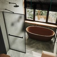 Душевая перегородка Maybah Glass MGD-857-6 1190x1950 полностью в профиле Черный стекло сатиновое — фото 1, Душевые перегородки