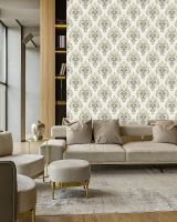 Обои Solo Casablanca SL8870-25 Винил на флизелине (1,06*10) Серый/Бежевый/Черный, Дамаск — фото 5, Обои для стен